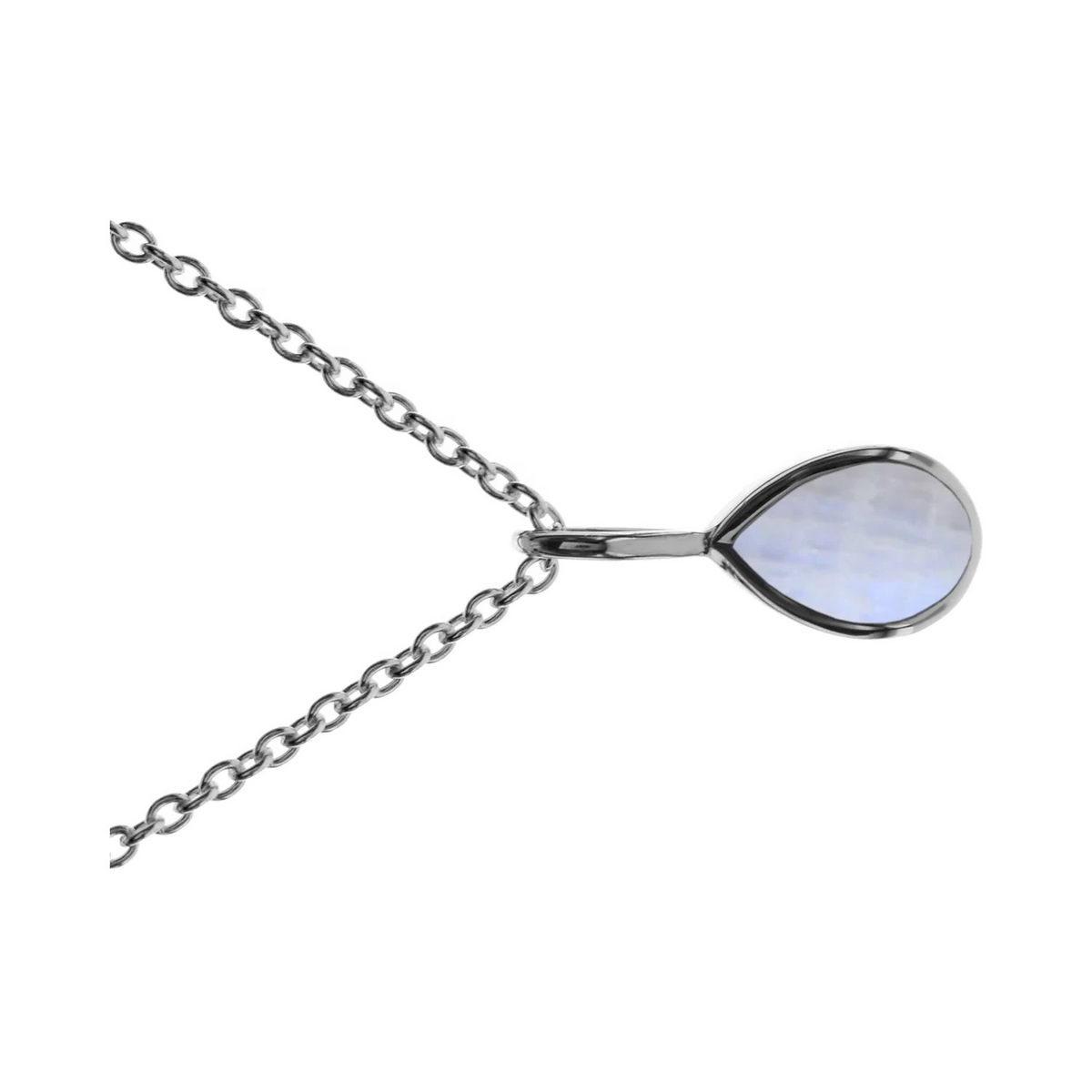 Moonstone Teardrop Necklace Solid Sterling Silver 925 Hallmarked British Made