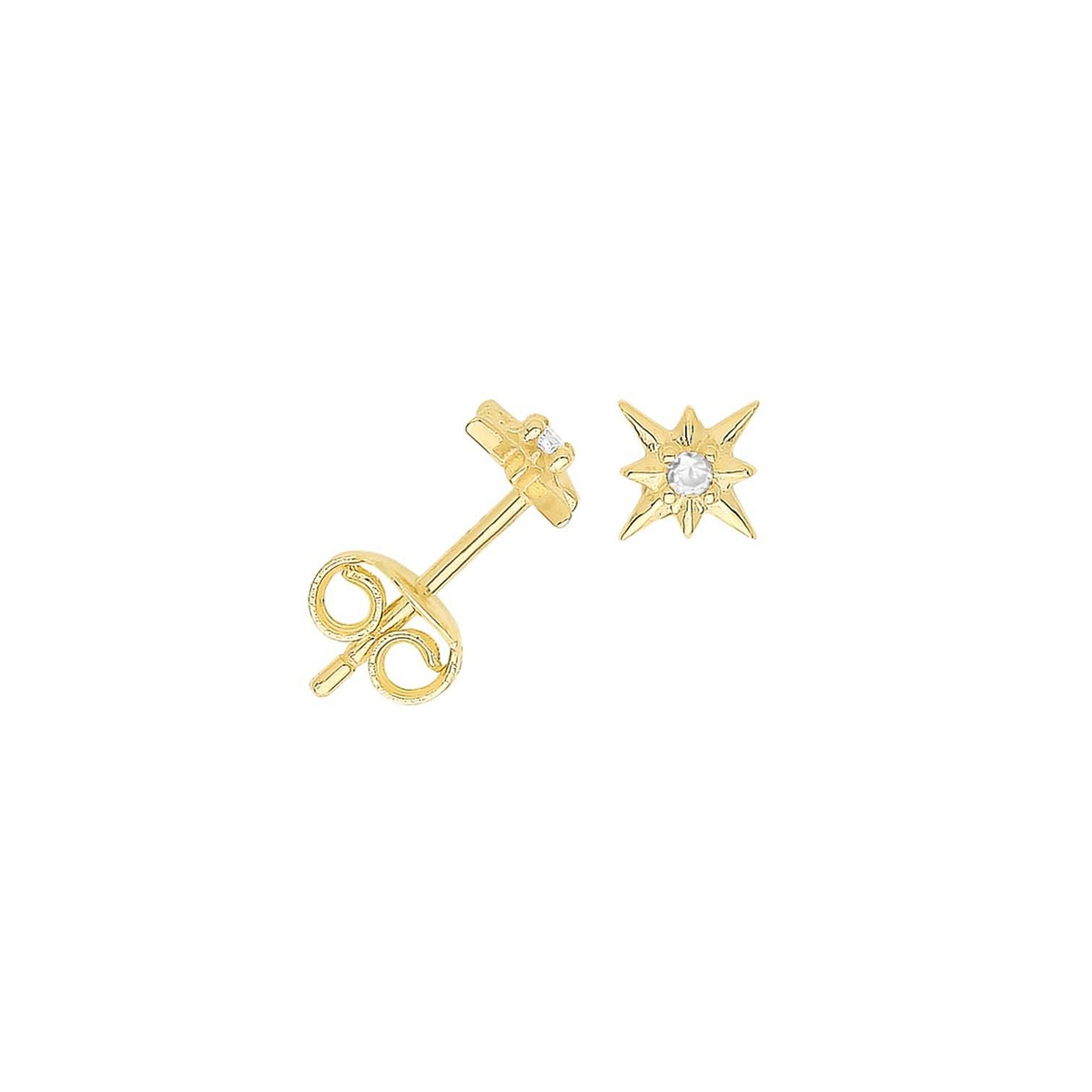 Prong Star Stud Earrings 9ct Yellow Gold 375 Hallmarked Brand New Boxed