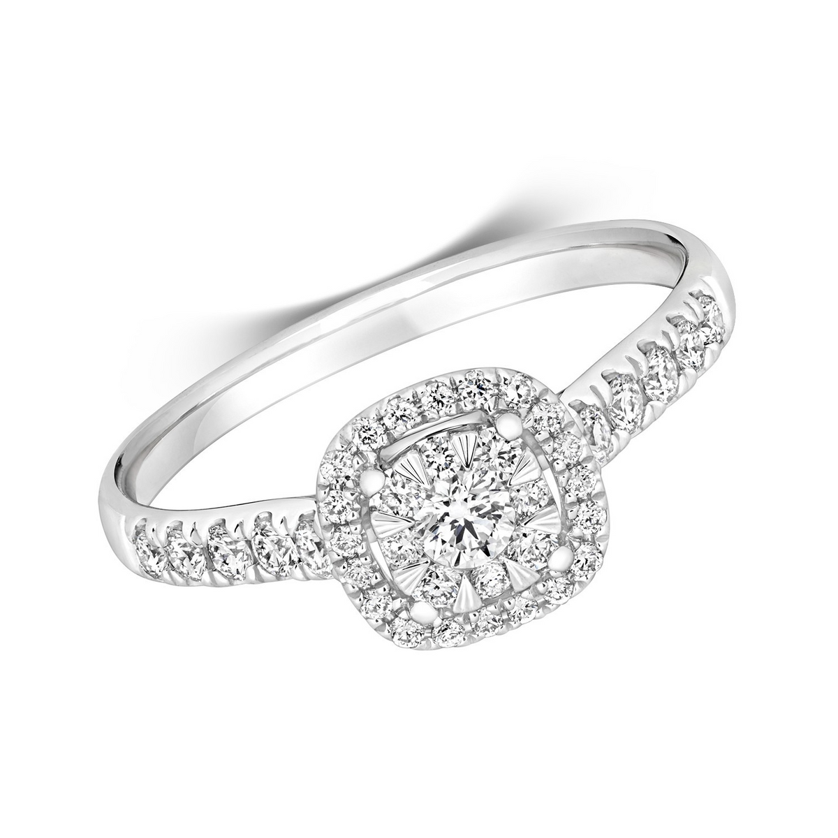 Natural Diamond Brilliant Halo Ring 18ct White Gold Hallmarked Sizes J - Q