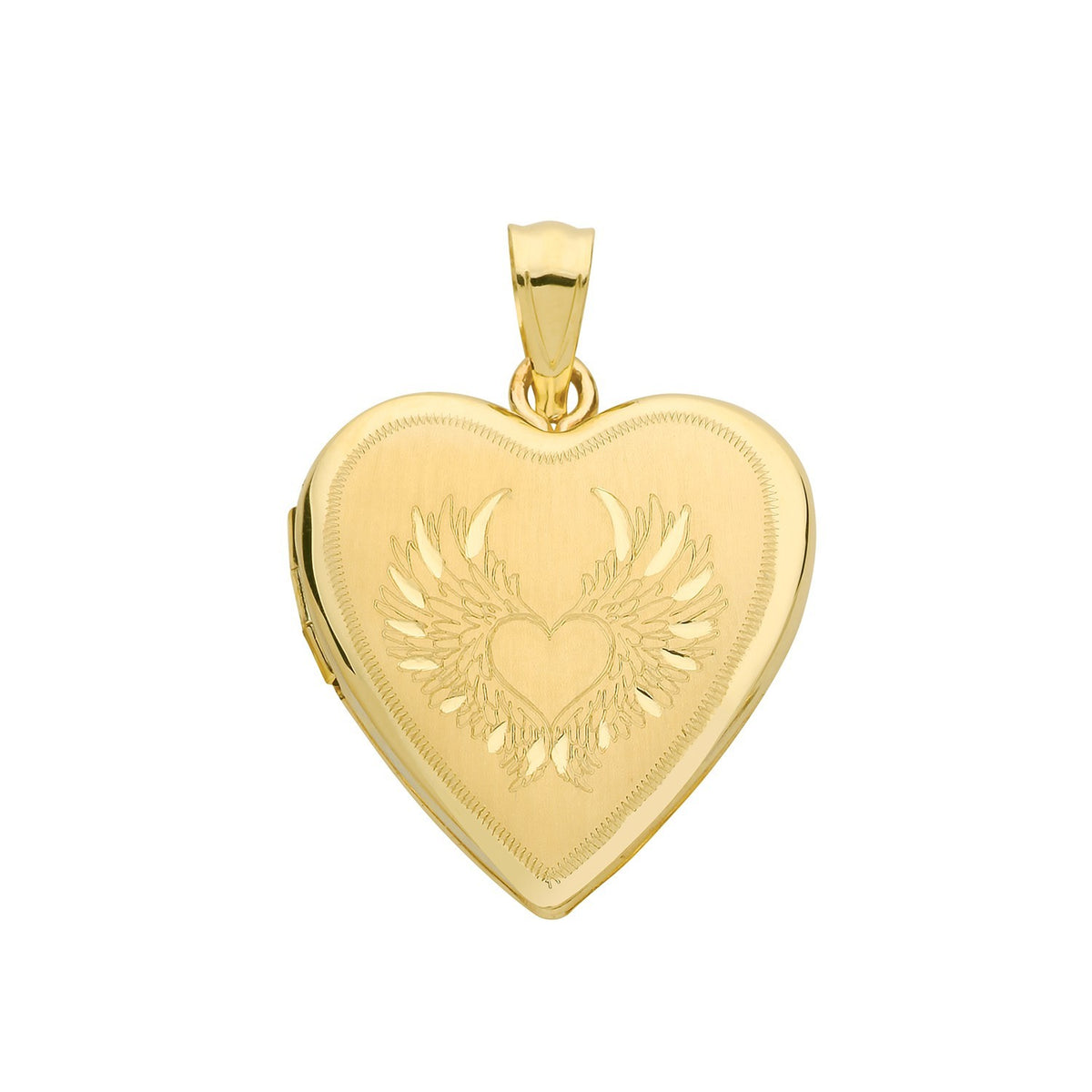 Wing Heart 9ct Yellow Gold Locket 375 Hallmarked All Chain Lengths