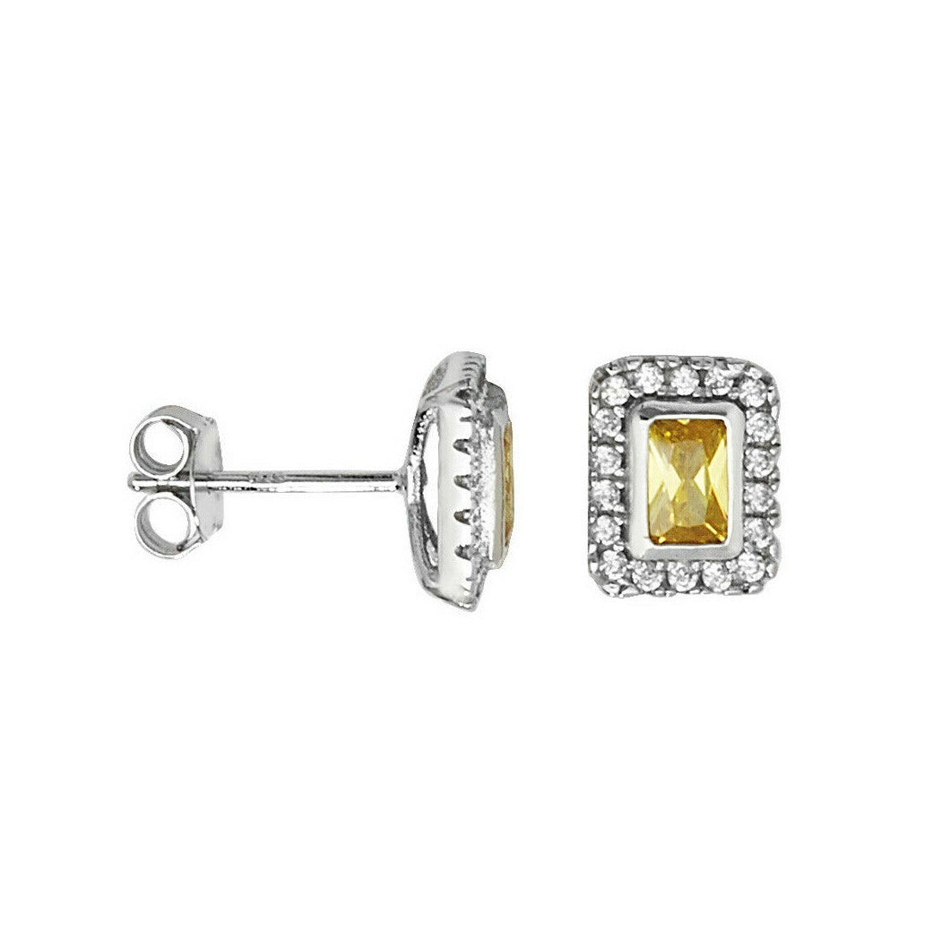 Yellow Topaz Earrings Solid Sterling Silver 925 Hallmark Brand New Boxed