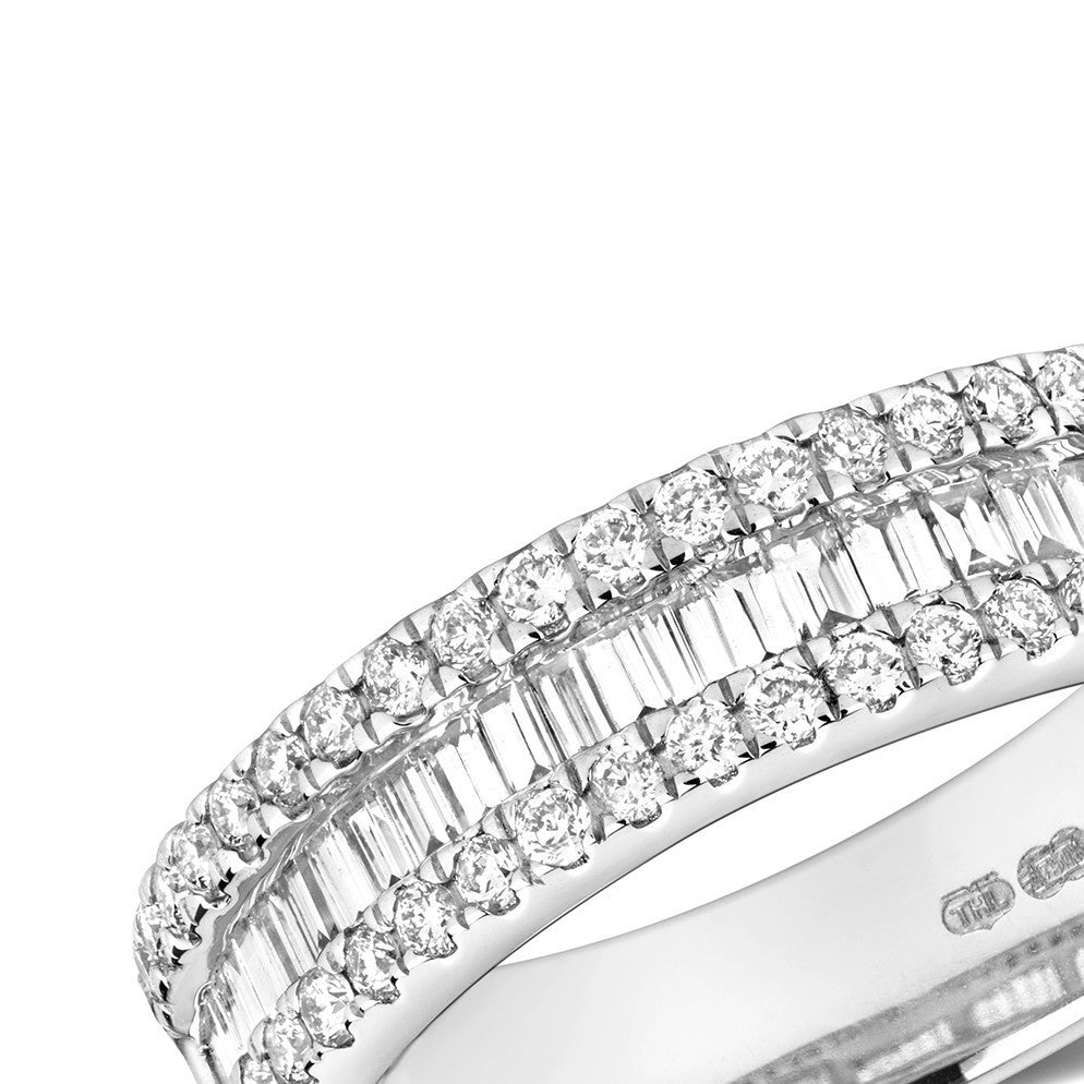 Natural Diamond Statement Eternity Ring 18ct White Gold Hallmarked Sizes J - Q