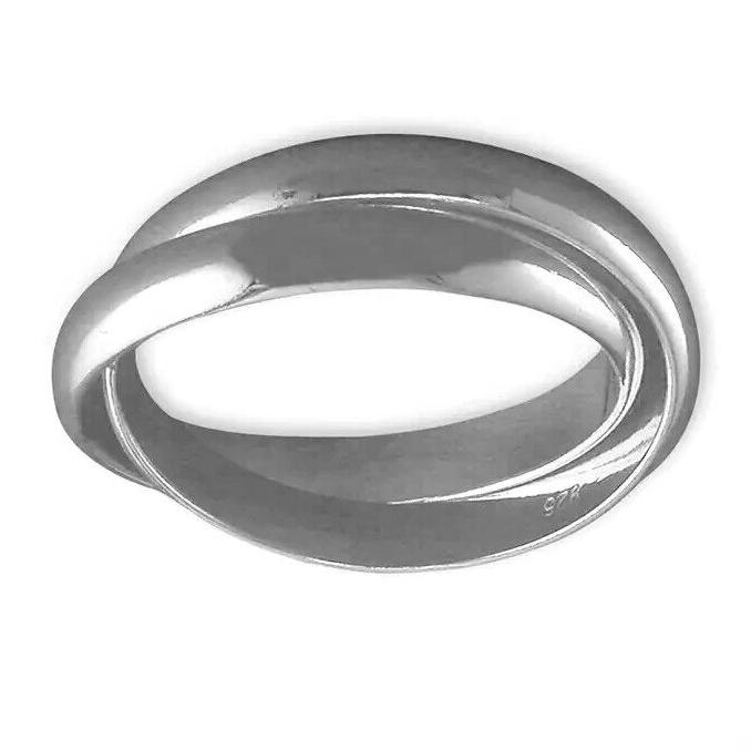 Double Interlinked Ring Sterling Silver 925 Hallmarked British Made Size M - T