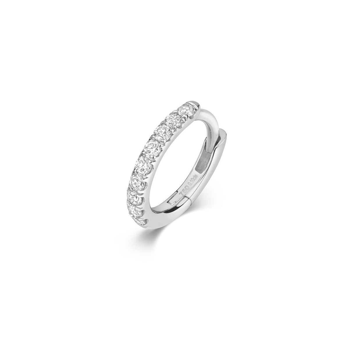 7.8mm 9 Natural Diamond Hoop Earring 18ct White Gold Hallmarked British Made