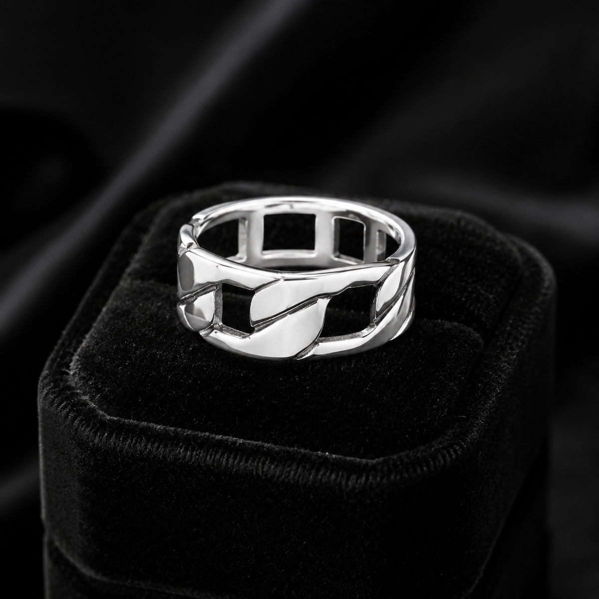 Men's Sterling Silver Chain Ring Engagement Gents 925 Hallmark Sizes R - Z