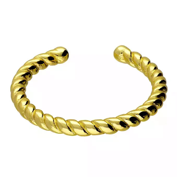 Adjustable Open Twist Ring 14ct Yellow Gold Plated Hallmarked Size K - Q