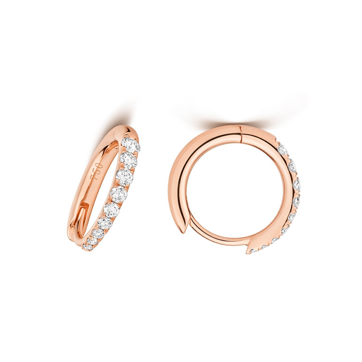 8mm Natural Diamond Hoop Earrings 18ct Rose Gold Hallmarked British Made
