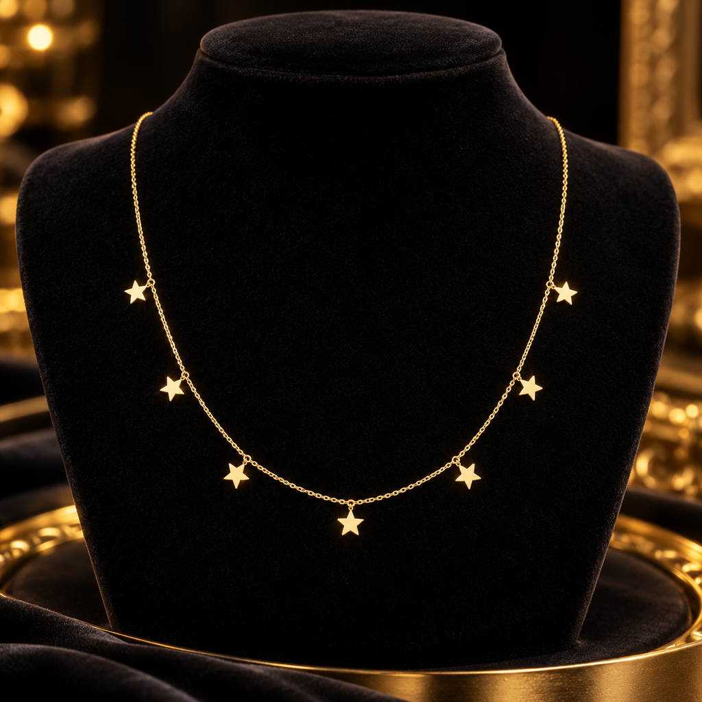 Star Celestial Necklace 9ct Yellow Gold 375 Hallmarked British Made