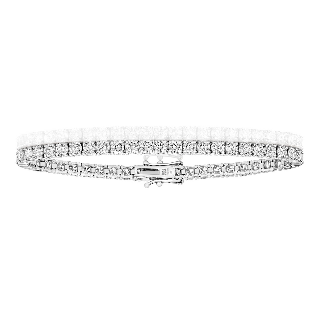 Natural Diamond 18ct White Gold Tennis Bracelet 375 Hallmarked British Made