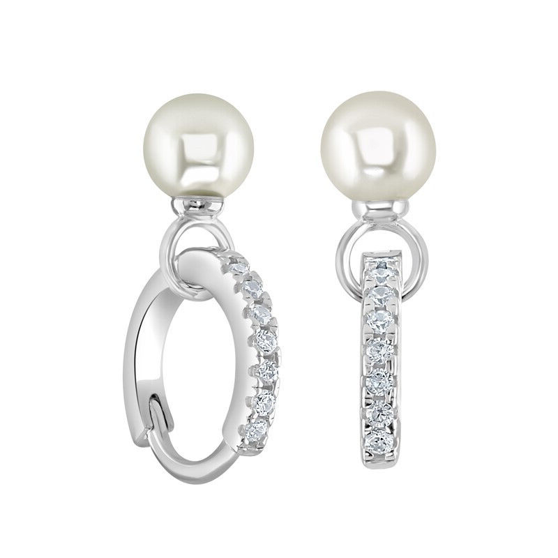 Pearl & Diamond Drop Earrings Sterling Silver 925 Hallmarked Brand New Boxed