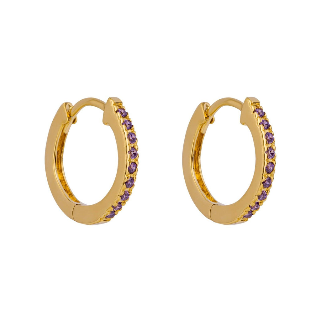 Amethyst Hoop Earrings 9ct Yellow Gold Plated Hallmarked Brand New Boxed