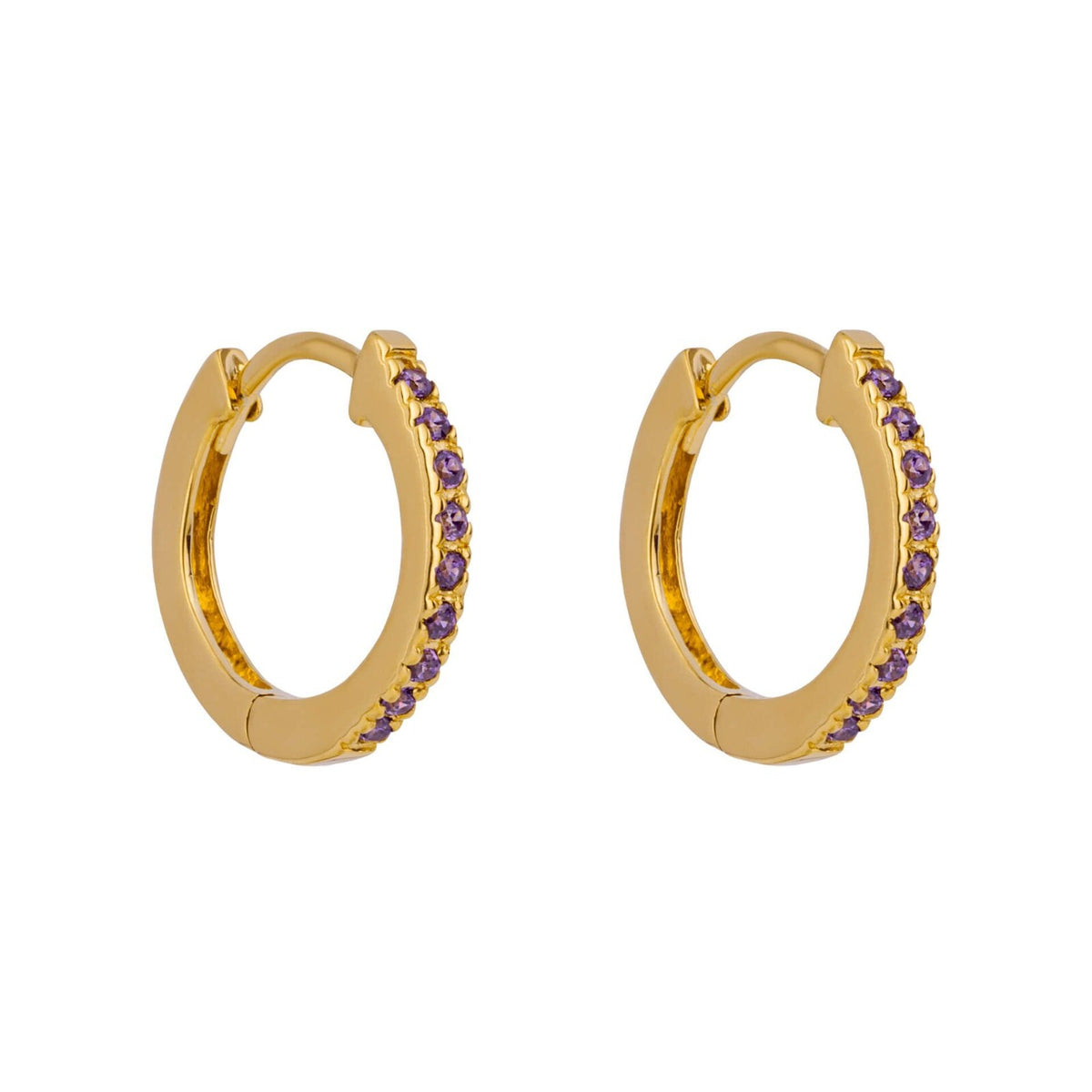 Amethyst Hoop Earrings 9ct Yellow Gold Plated Hallmarked Brand New Boxed