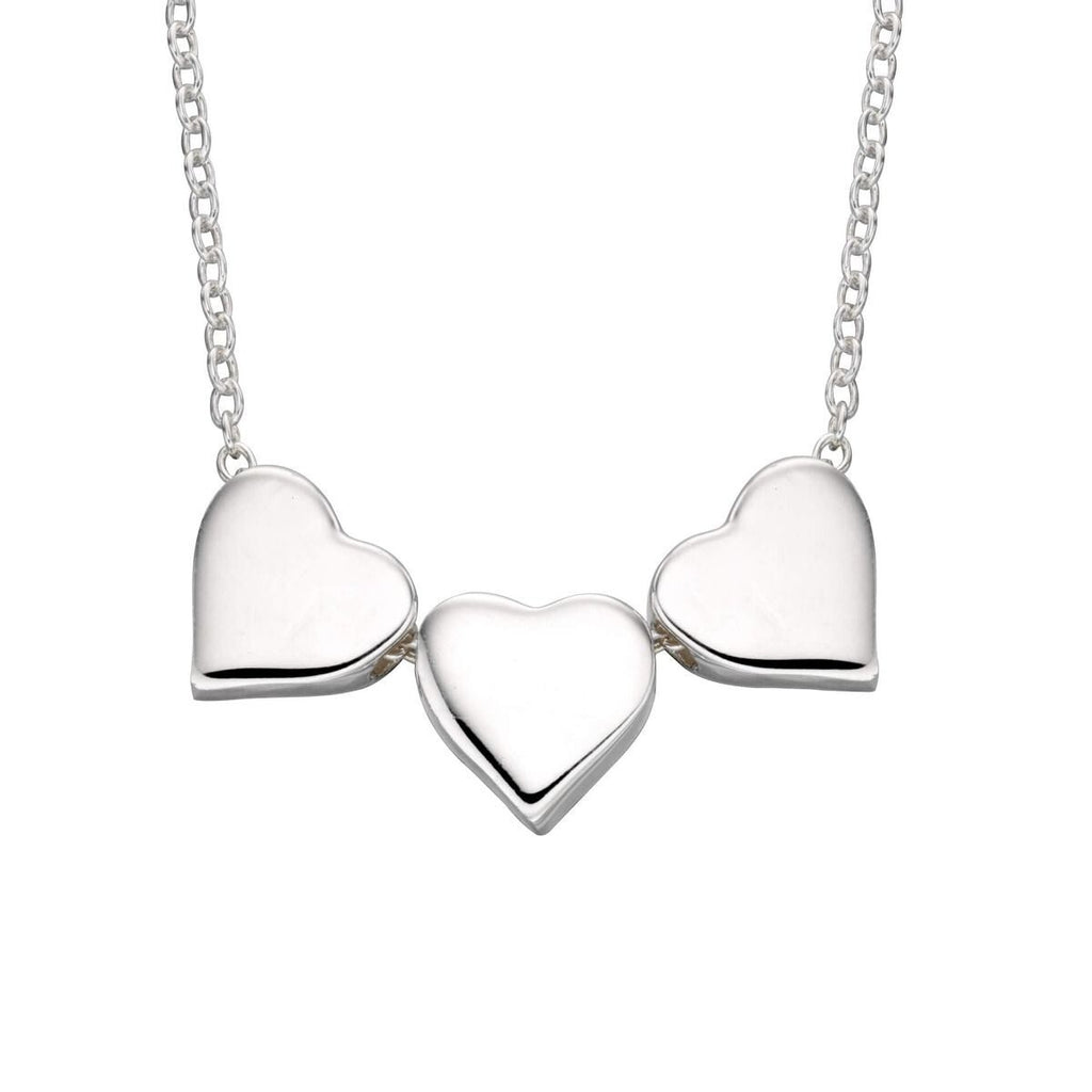 Triple Engravable Heart Necklace 925 Sterling Silver Hallmarked British Made