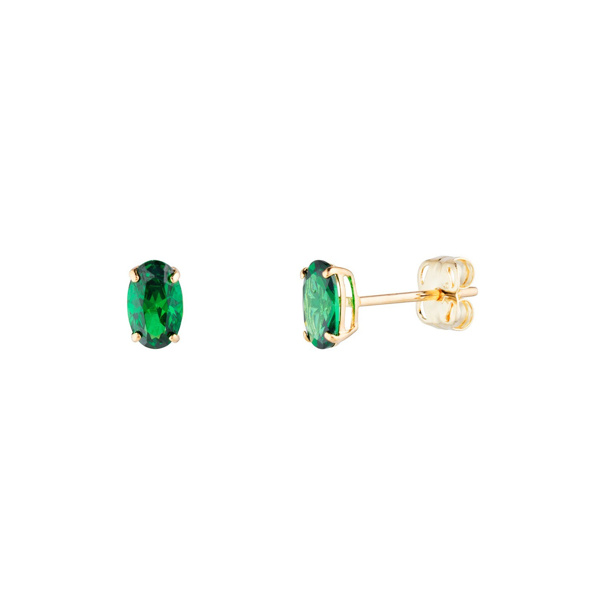 Natural Emerald Oval Earrings 9ct Yellow Gold 375 Hallmarked British Made