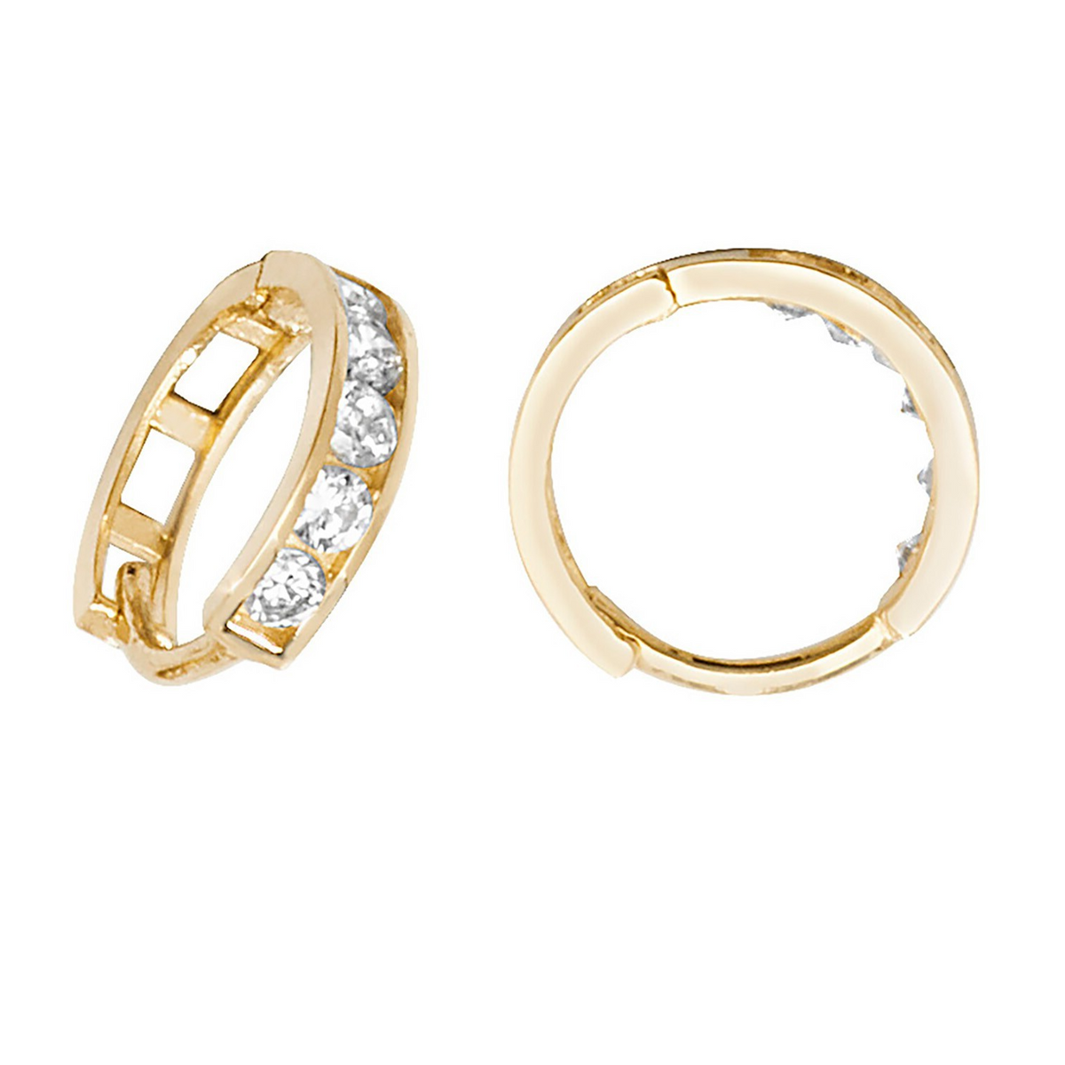 Mens 6 Stone Huggie Hoop Earring 9ct Yellow Gold 375 Hallmarked Brand New Boxed