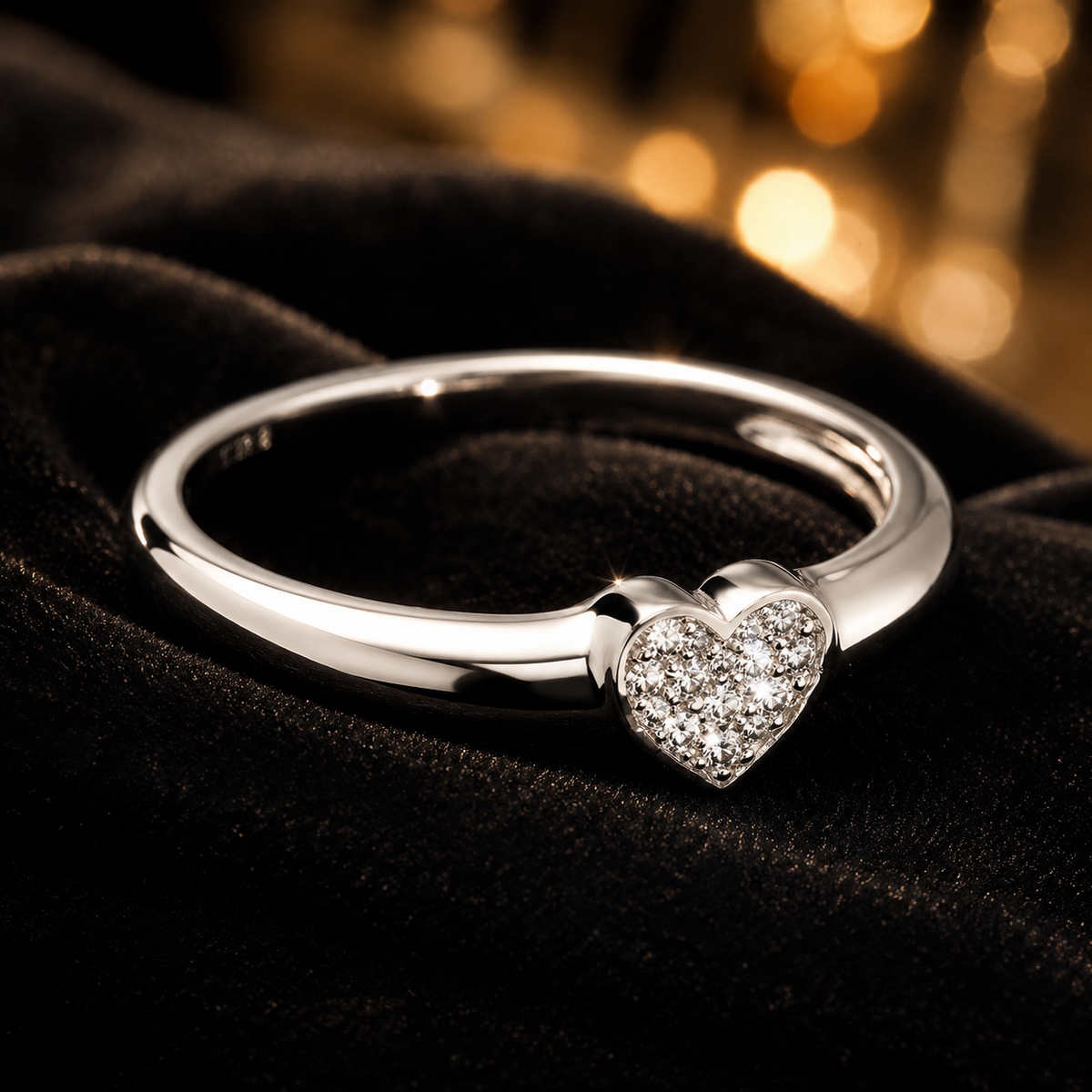 Cluster Heart Ring Sterling Silver 925 Hallmarked British Made Size M - R