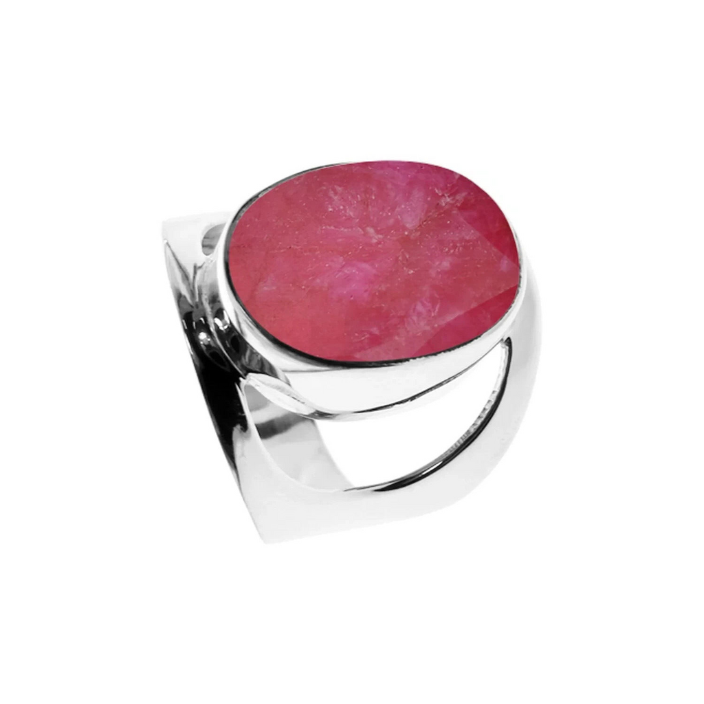 Oval Ruby Quartz Ring Sterling Silver 925 Hallmarked British Made Size K - T