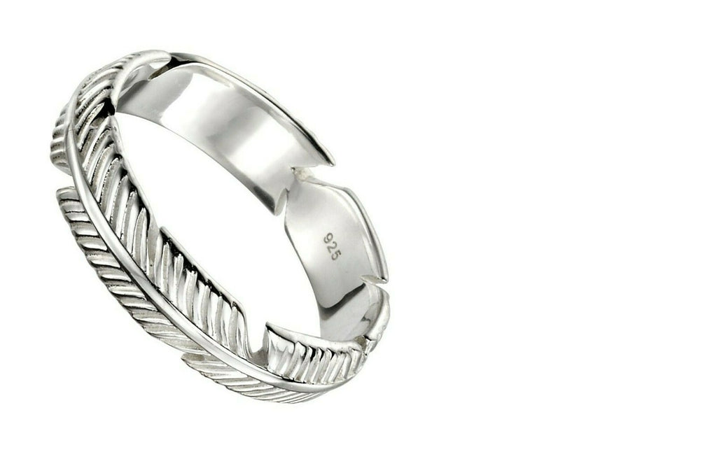 Sterling Silver Feather Band Ring 925 Hallmarked Size K - S British Made