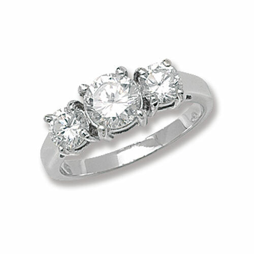 Sterling Silver Three Stone Ring Trilogy Engagement 925 Hallmarked Size L - U