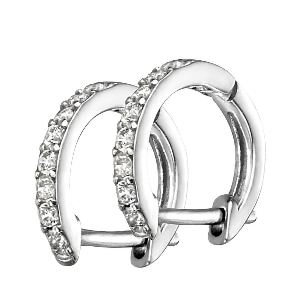 8 Stone Zircon Hoop Earrings Sterling Silver 925 Hallmarked Brand New Boxed