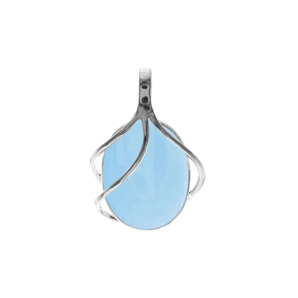 Large Oval Vine Chalcedony Pendant Sterling Silver Hallmarked All Chain Lengths