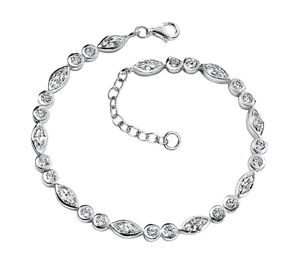 Marquise Zircon Chain Bracelet Sterling Silver 925 Hallmarked Brand New Boxed