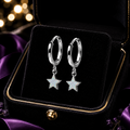 Natural Opal Star Hoop Earrings Sterling Silver 925 Hallmarked Brand New Boxed