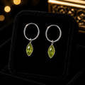 Marquise Peridot Hoop Earrings Sterling Silver 925 Hallmarked Brand New Boxed