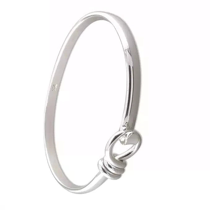 Sterling Silver Bangle Solid Noose Hook British Made Hallmarked Brand New Boxed