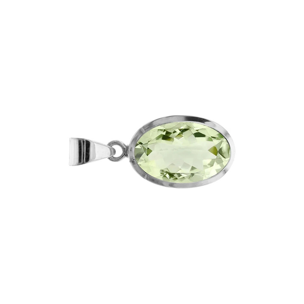 Oval Green Amethyst Pendant Sterling Silver 925 Hallmarked All Chain Lengths