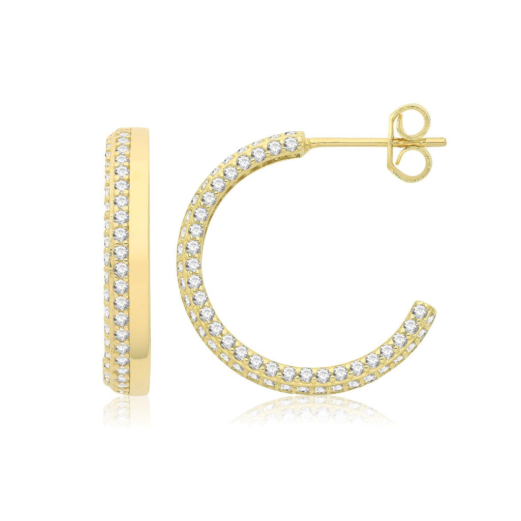 9ct Yellow Gold Gemstone Open Hoop Earrings 375 Hallmarked 10mm - 15mm Diameter