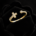Gemstone Cross Open Ring 9ct Yellow Gold Hallmarked Sizes J - R British Made