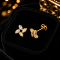 Marquise Cluster Stud Earrings 9ct Yellow Gold 375 Hallmarked Brand New Boxed