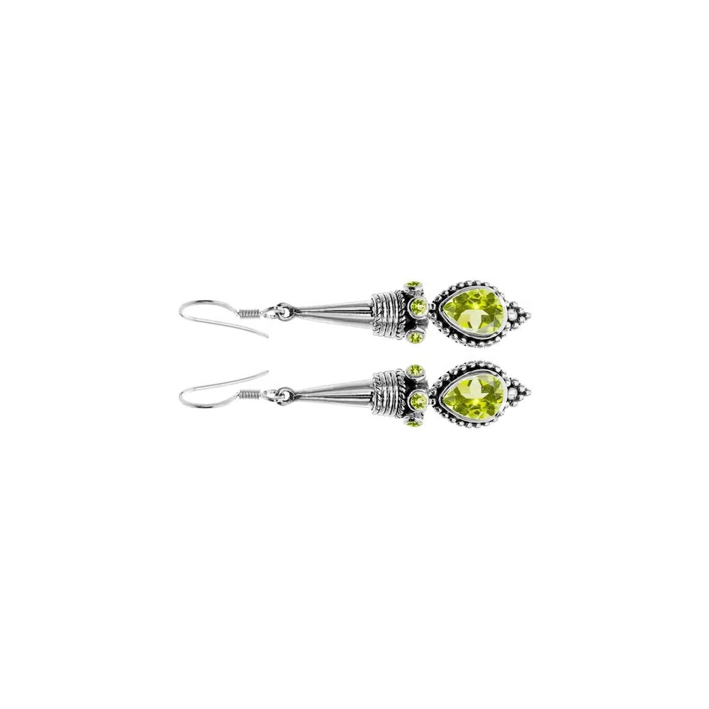 Vintage Peridot Drop Earrings Sterling Silver 925 Hallmarked British Made