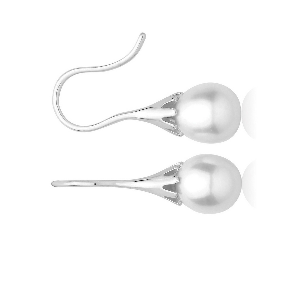 Natural Pearl Hook Drop Earrings Sterling Silver 925 Hallmark Brand New Boxed