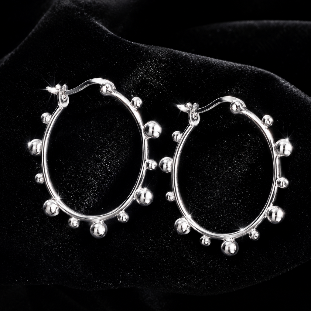 Ball Hoop Earrings Sterling Silver 925 Hallmarked British Made Brand New Boxed