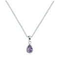 Flush Amethyst Teardrop Pendant Sterling Silver 925 Hallmark All Chain Lengths