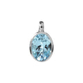 Bezel Blue Topaz Oval Pendant Sterling Silver 925 Hallmarked All Chain Lengths