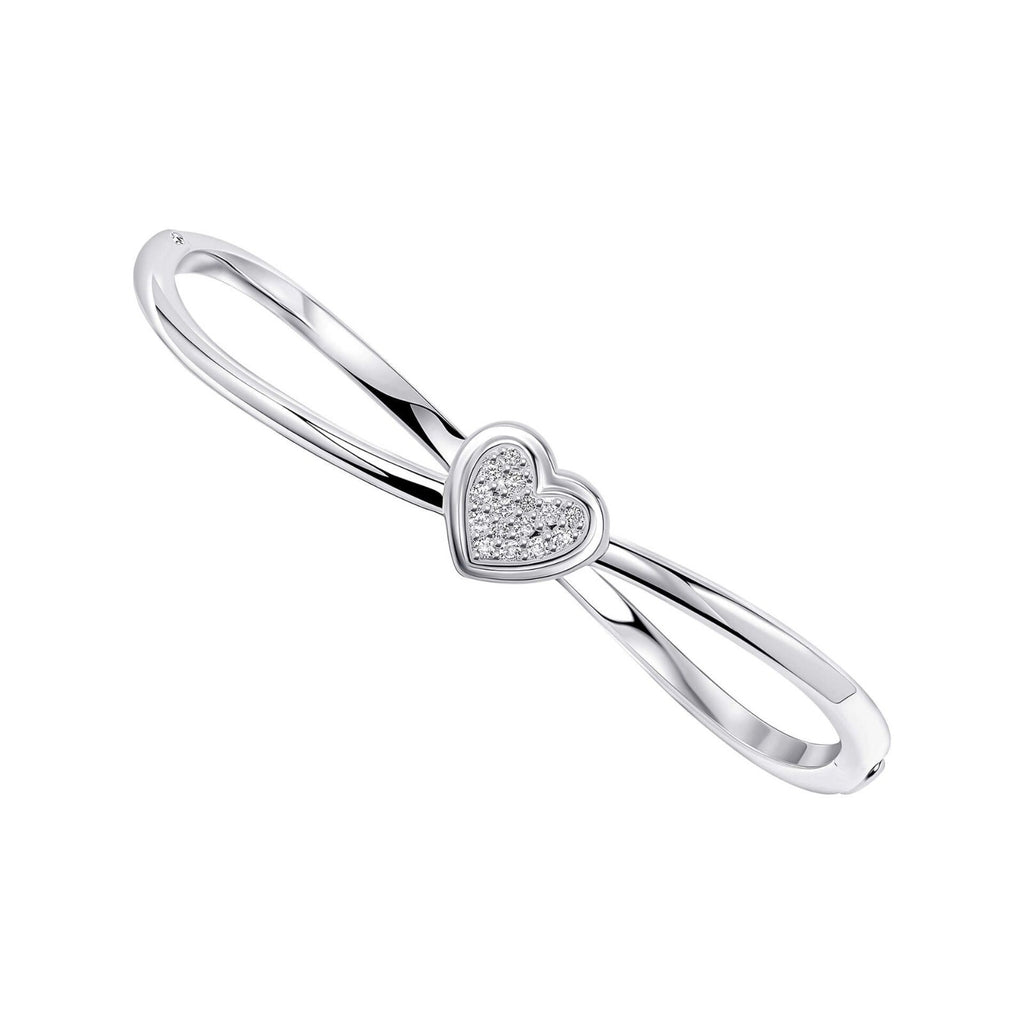 Zircon Heart Bangle Sterling Silver 925 Hallmarked British Made Brand New Boxed