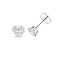 1 Lab Grown Diamond Heart Stud Earrings 18ct White Gold Hallmarked British Made