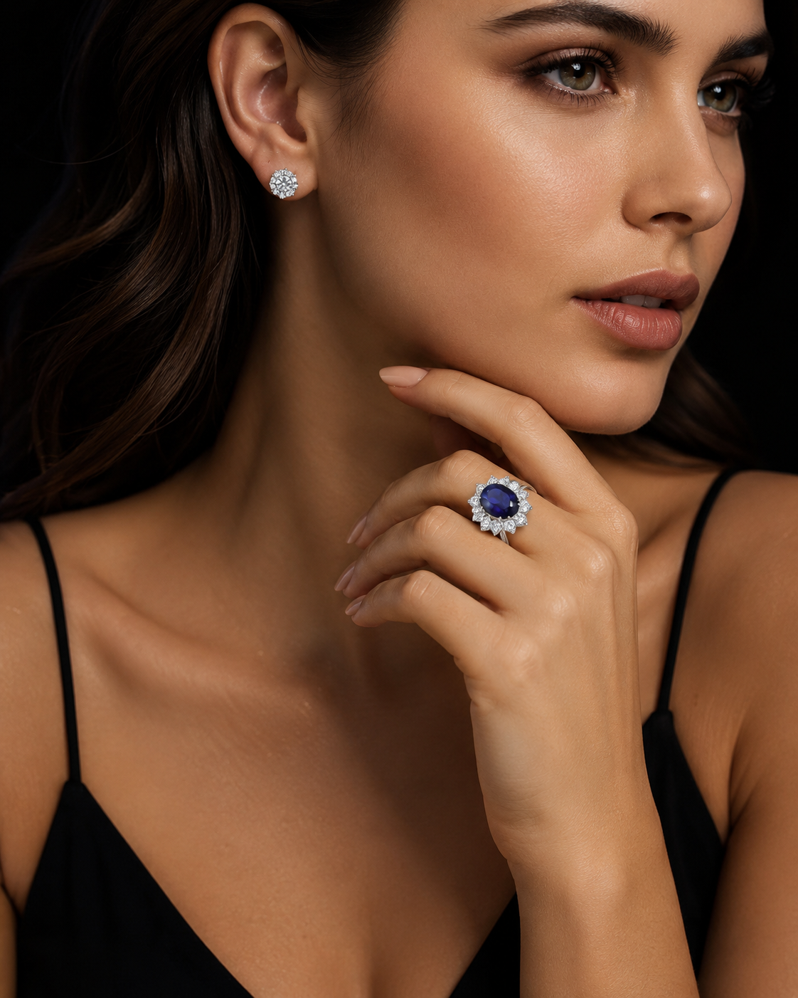 Sterling Silver Cluster Sapphire Ring 925 Hallmarked British Made Sizes J - R