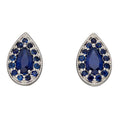 Sapphire Teardrop Stud Earrings 9ct White Gold 375 Hallmarked British Made