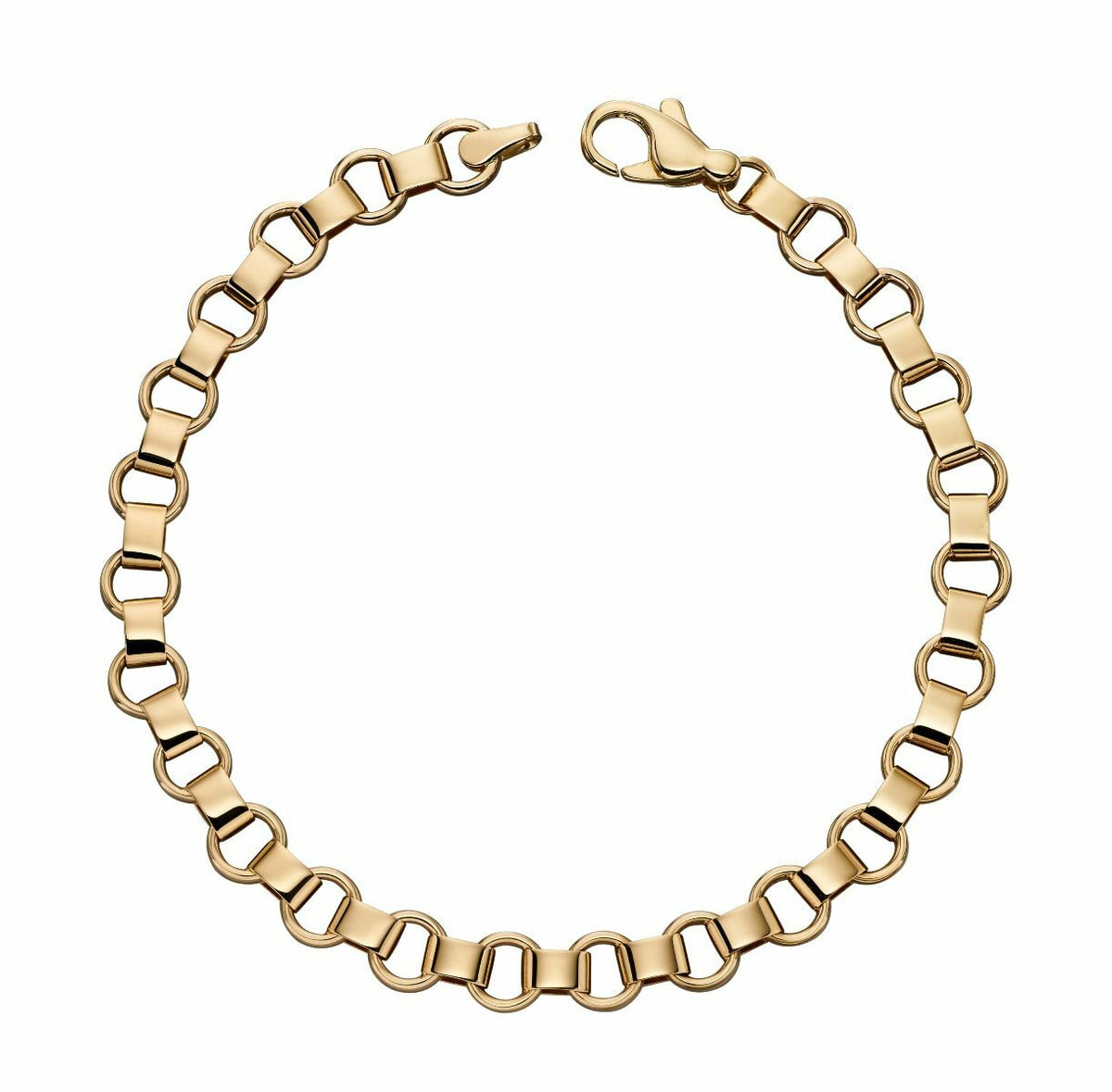 Circle Link Bracelet in 9ct Yellow Gold 375 Hallmarked 19cm Brand New Boxed