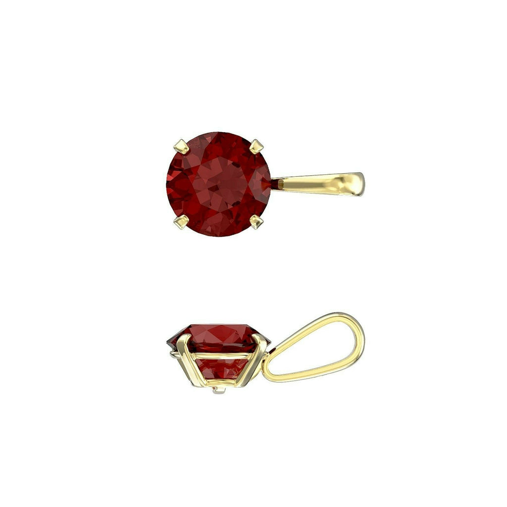 Yellow Gold Garnet Solitaire Pendant Hallmarked British Made All Chain Lengths