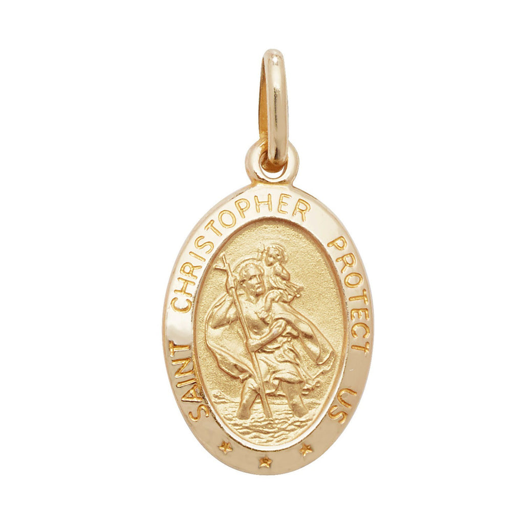 Oval St Christopher 9ct Yellow Gold Pendant 375 Hallmarked All Chain Lengths
