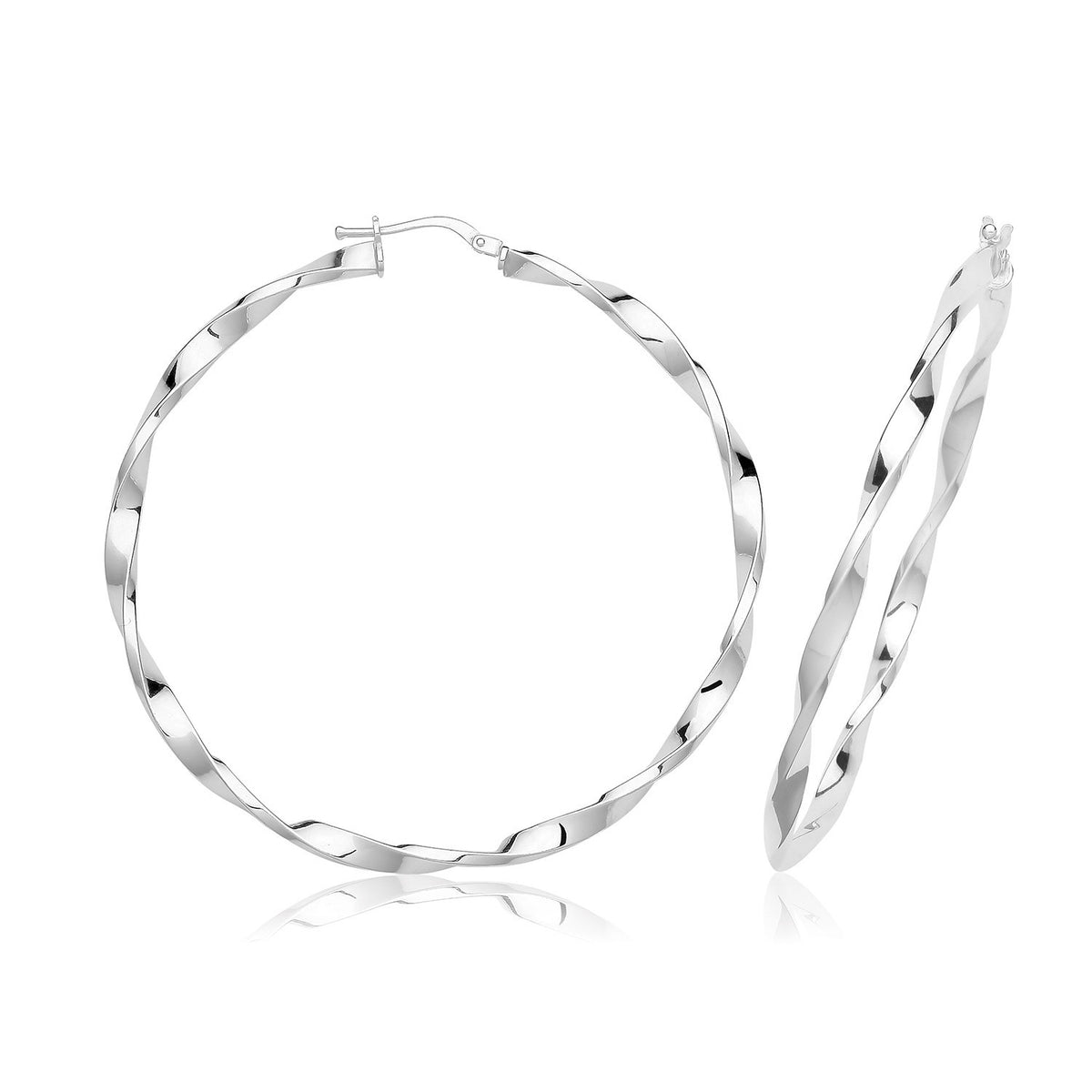 Classic Twist Sterling Silver Hoops 925 Hallmarked 20mm - 50mm Diameter