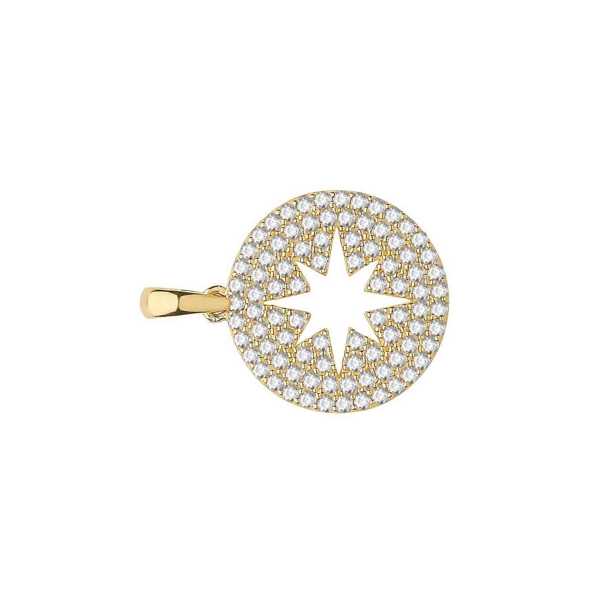 Round Star 9ct Yellow Gold Pendant 375 Hallmark British Made All Chain Lengths