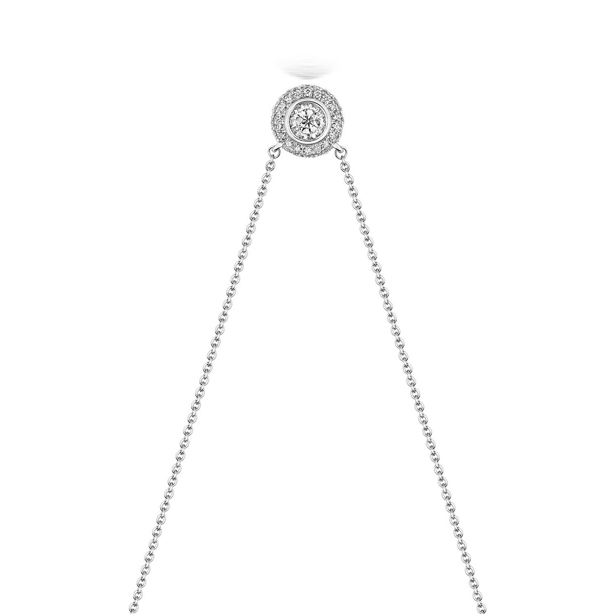 19 Natural Diamond Halo Necklace 18ct White Gold Hallmarked British Made