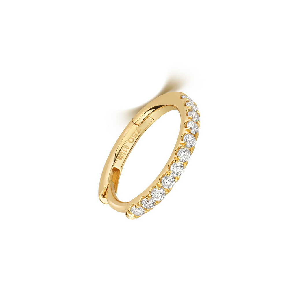 9.7mm 11 Natural Diamond Hoop Earring 18ct Yellow Gold Hallmarked British Made