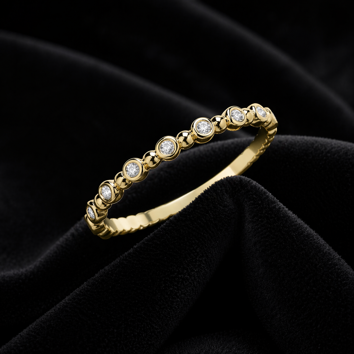 7 Stone Bobble Ring 9ct Yellow Gold Hallmarked Sizes J - T British Made